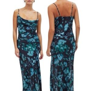 No Boundaries floral Blue Maxi Slip Dress
